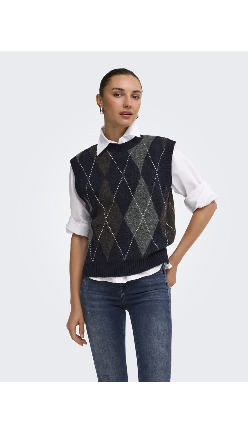 Pull Argyle Night Sky ONLRHOMBUS ONLY - 3 | TOPS